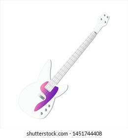 white bass guitar in vector