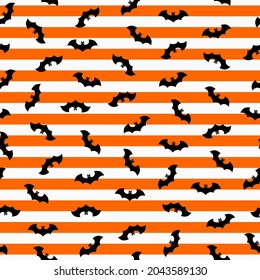 white bat silhouette linear on black seamless pattern for card, banner, wallpaper, label, background to celebrating halloween theme. vector design