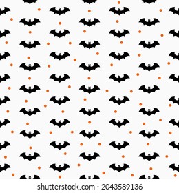 white bat silhouette linear on black seamless pattern for card, banner, wallpaper, label, background to celebrating halloween theme. vector design