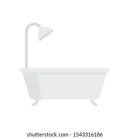 White Bath flat icon. Vector white Bath in flat style isolated on white background. Element for web, game and advertising