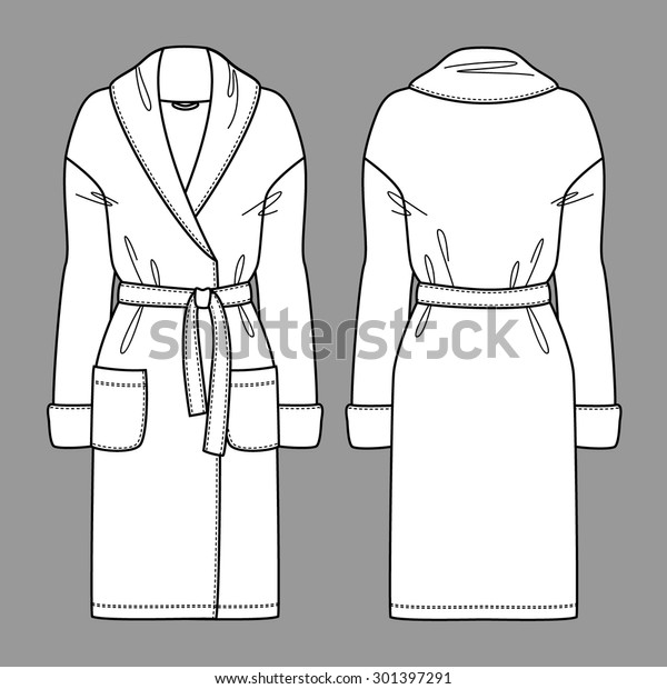 White Bathrobe Women Vector Front Back Stock Vector Royalty Free 301397291 7149