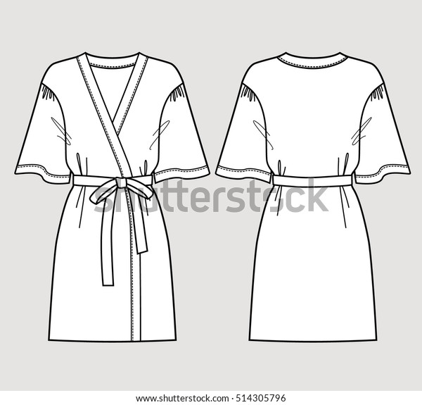 女性用白いバスローブ ベクターイラスト 正面図と背面図 のベクター画像素材 ロイヤリティフリー
