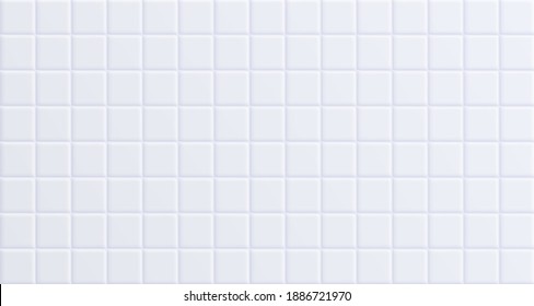 White bathroom tile, clean ceramic wall surface background. Vector illustration.