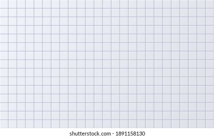 White Bathroom Tile, Clean Ceramic Wall Surface Background. Vector Illustration.
