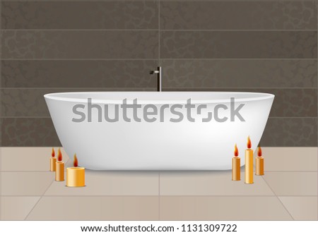 White bathtub concept background. Realistic illustration of white bathtub vector concept background for web design