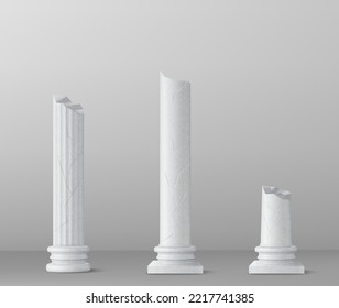 White battered 3d pole cylinder isolated on gray background. Vector illustration