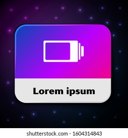 White Battery charge level indicator icon isolated on black background. Rectangle color button. Vector Illustration