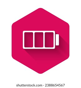Anzeiger für die Leerakkumulatoren einzeln auf langen Hintergrund. Rosa Hexagon-Taste. Vektorgrafik