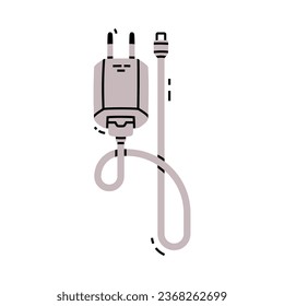 White Battery Charger and Recharger as Device Storing Energy Vector Illustration