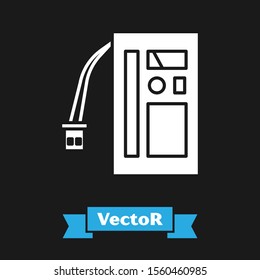White Battery icon isolated on black background. Accumulator battery energy power and electricity accumulator battery.  Vector Illustration