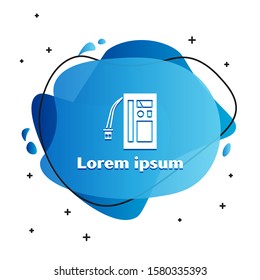 White Battery icon isolated on white background. Accumulator battery energy power and electricity accumulator battery. Abstract banner with liquid shapes. Vector Illustration