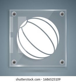 White Beach ball icon isolated on grey background. Square glass panels. Vector Illustration