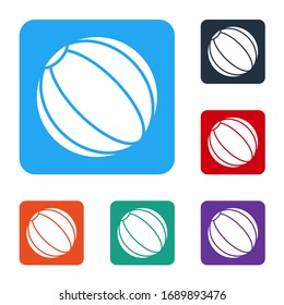White Beach ball icon isolated on white background. Set icons in color square buttons. Vector Illustration