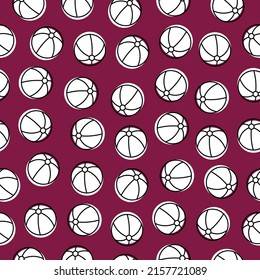 White beach ball purple background seamless pattern.