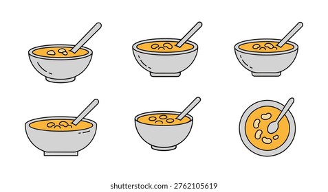 White Bean Soup Line art dynamic abstract modern vector