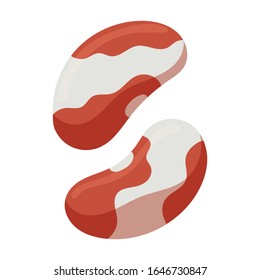 Icono vectorial de judías blancas.Icono vectorial de caricaturas aislado en grano blanco de fondo blanco.