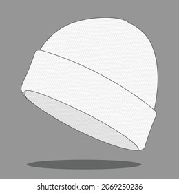 White Beanie Hat Template On Gray Background, Vector File