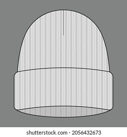 White Beanie Hat Template Vector On Gray Background
