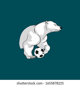 White bear with ball in his paw, vector 10 eps

