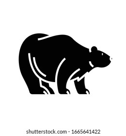 White bear black icon, concept illustration, vector flat symbol, glyph sign.