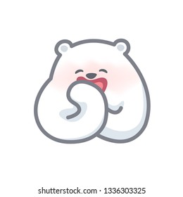 white bear cartoon character cute isolated on white background, beautiful teddy bear cartoon characters cute, clip art bear lovely and funny, clipart white teddy bear mascot cartoon