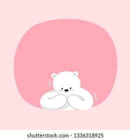 white bear cartoon character cute on pink pastel color background for banner copy space empty, white bear on speech bubble template, empty banner teddy bear mascot cartoon beautiful