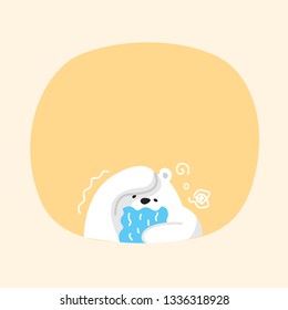 white bear cartoon character cute on orange pastel color background for banner copy space empty, white bear on speech bubble template yellow, empty banner teddy bear mascot cartoon beautiful