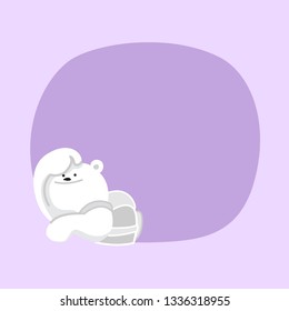 white bear cartoon character cute on purple pastel color background for banner copy space empty, white bear on speech bubble template, empty banner teddy bear mascot cartoon beautiful