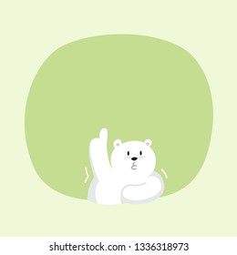 white bear cartoon character cute on green pastel color background for banner copy space empty, white bear on speech bubble template, empty banner teddy bear mascot cartoon beautiful