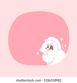 white bear cartoon character cute on pink pastel color background for banner copy space empty, white bear on speech bubble template, empty banner teddy bear mascot cartoon beautiful