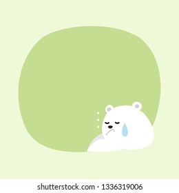 white bear cartoon character cute on green pastel color background for banner copy space empty, white bear on speech bubble template, empty banner teddy bear mascot cartoon beautiful