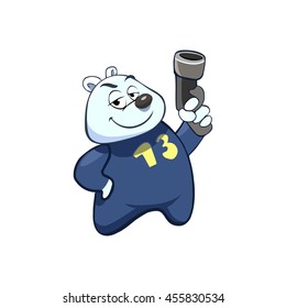   White Bear Cartoon Character. Emotion: Smug guy with a gun