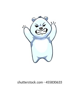  White Bear Cartoon Character. Emotion: angry