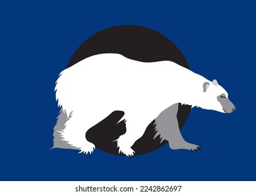 A white bear drawn in cartoon style on a blue background