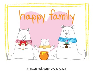 White bear family. Three white bears sitting on a white background