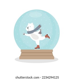 Schneeballkristall auf Weiß-Bären, Eiskunstlauf auf Weiß, einzelne Vektorgrafik