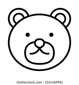 White Bear Icon. Line Art Style Design Isolated On White Background