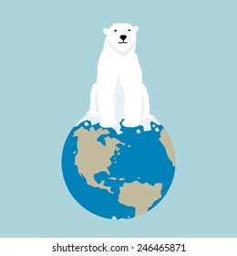 white bear at the north pole, vector illustration