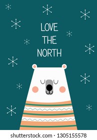 White bear on a blue background