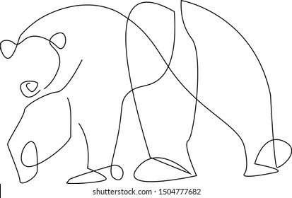White bear one line wild animal 