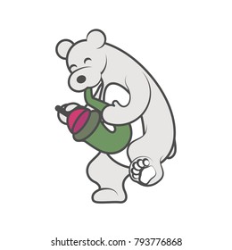 White bear is playing a musical instrument saxophone with mute vector illustration