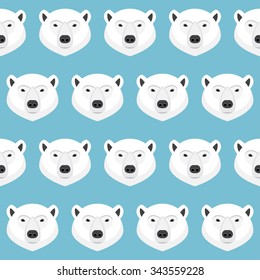 White bear portrait seamless pattern background 