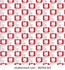 white bear in white and red square pattern on white background vector