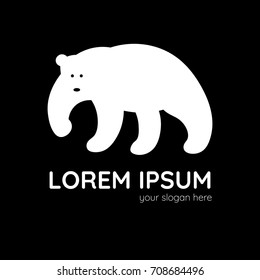 White bear silhouette logo on the black background