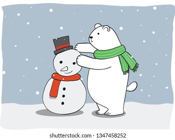 white bear and snowman
