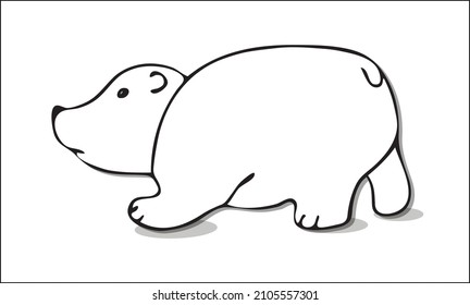 White bear vector illustration. Polar bear in black and white minimalist logo.