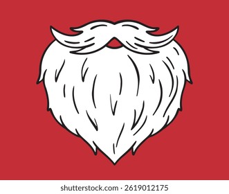 white beard Santa christmas or for grandpa icon doodle hand drawn. Outline line drawing clipart . Vector illustration