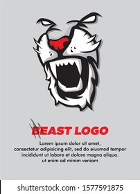 white beast face logo vector illustration 