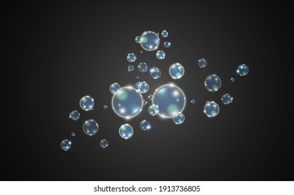 Bichos blancos hermosos sobre una ilustración transparente del vector de fondo. Burbuja.	