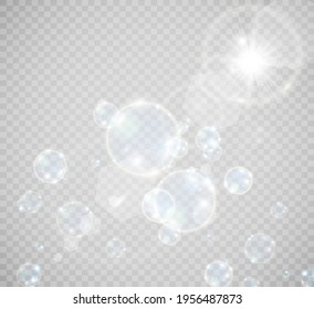 Bichos blancos hermosos sobre una ilustración transparente del vector de fondo. Burbuja.	